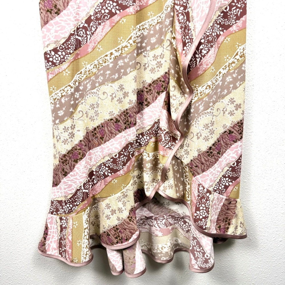 Mixit Womens Floral Patchwork High Low Ruffle Hem Midi Dress Mauve Size 14 NWT - Picture 5 of 10